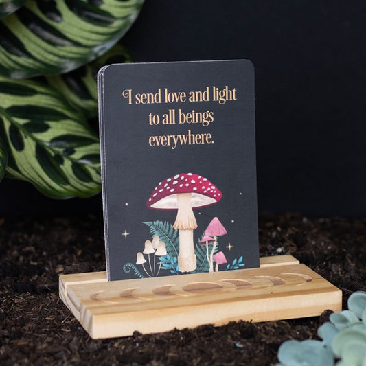 Woodland Toadstool Affirmation Cards with Wooden Stand