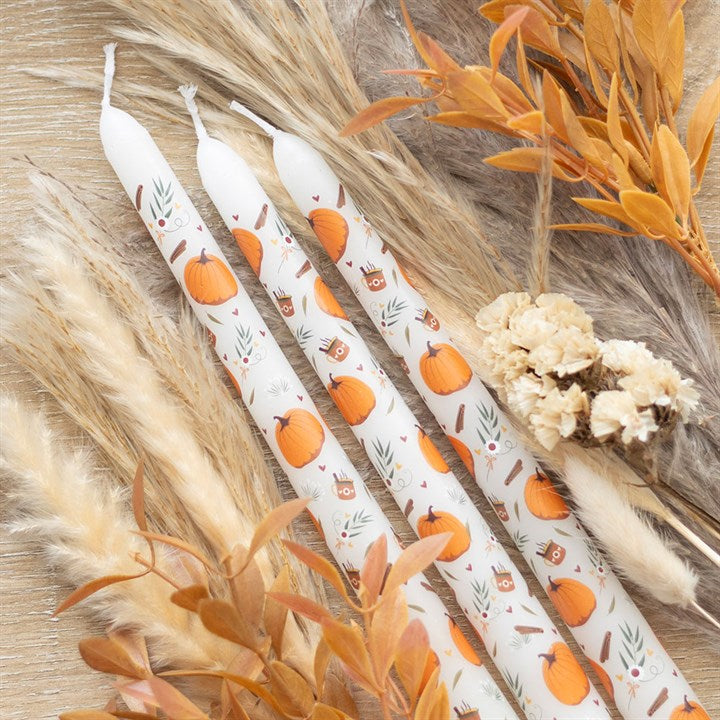 3 Pumpkin Taper Candles