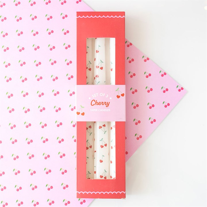 3 Cherry Taper Candles
